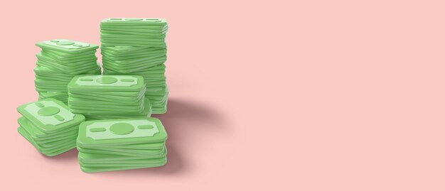 denaro 3d render le icone delle banconote realistiche