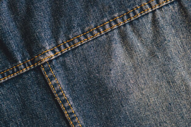 Denim alla moda con cuciture Materiale tessile Superficie vuota con spazio per copiare Parte dei vestiti