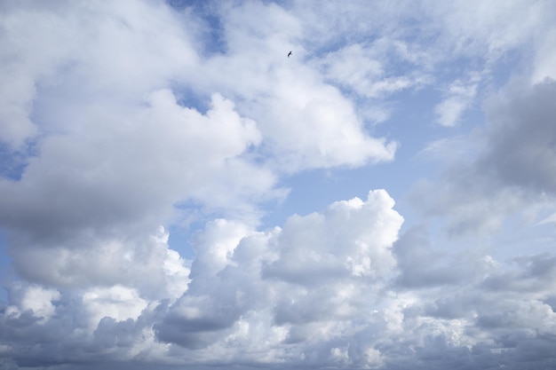 Dense nuvole bianche su un cielo blu nuvole di evoluzione