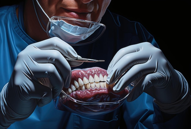 dentatura protesi completa vista anteriore foto concettuale dell'odontoiatria odontoiatria ortopedica denti artificiali