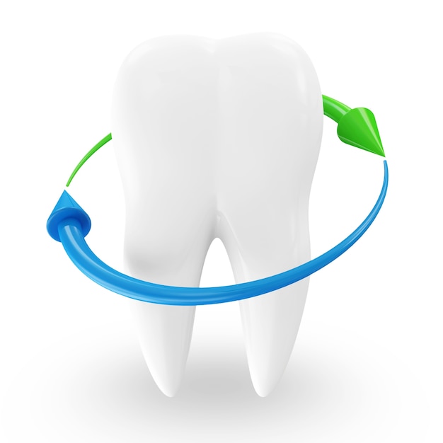 Dente con il concetto di frecce di protezione isolato