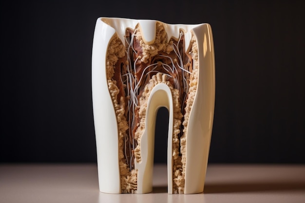 Dente in ceramica sezionato AI generativa