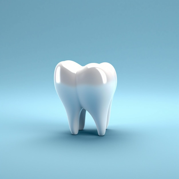 Dente su sfondo blu Illustrazione 3D Rendering 3D