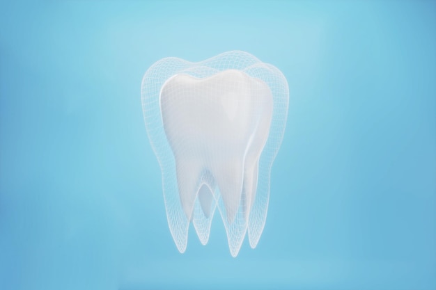 Denti con barriera protettiva su sfondo blu