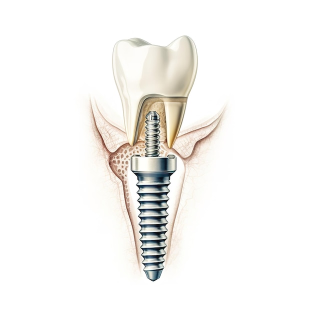 Denti per impianto dentale con vite per impianto