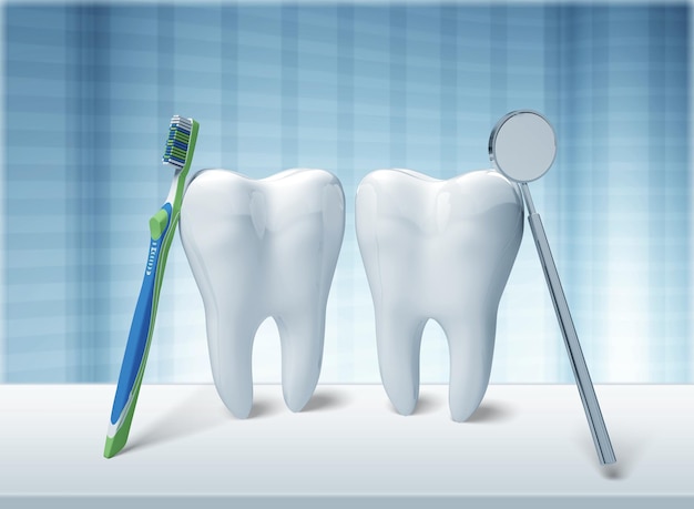 Dentista specchio dente sfondo bianco forma isolata