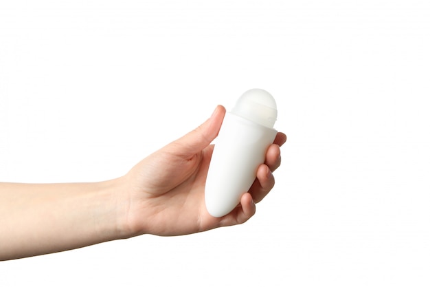 Deodorante roll-on per corpo femminile a mano