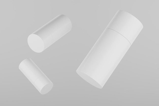 Deodorante spray in plastica bianca Più flacone galleggiante Mockup 3D Rendering