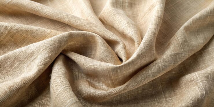 Descrizione dell'elegante tessuto di lino beige senza tempo, senza cuciture e morbido