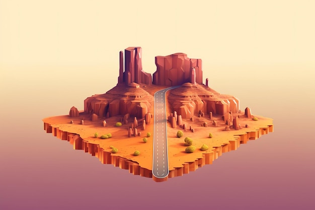 Desert road offroad with cloudsGenerative AI