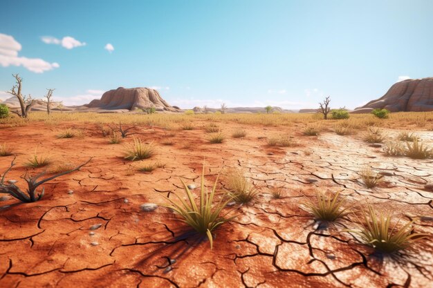 Deserto afflitto dalla siccità con terreno fratturato concetto di paesaggio arido