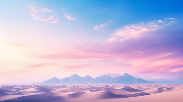 Deserto d'acquarello fantastico con un cielo rosa Paesaggio sognante e mistico