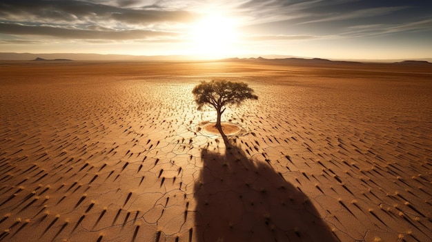 deserto di dune di sabbia con un albero