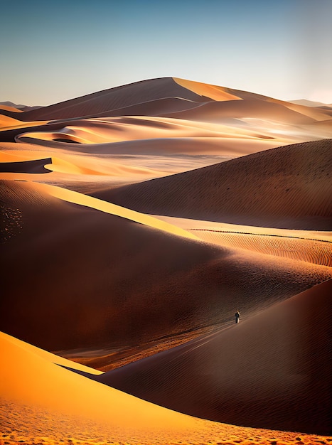 Deserto dorato di autunno 3D con le ombre