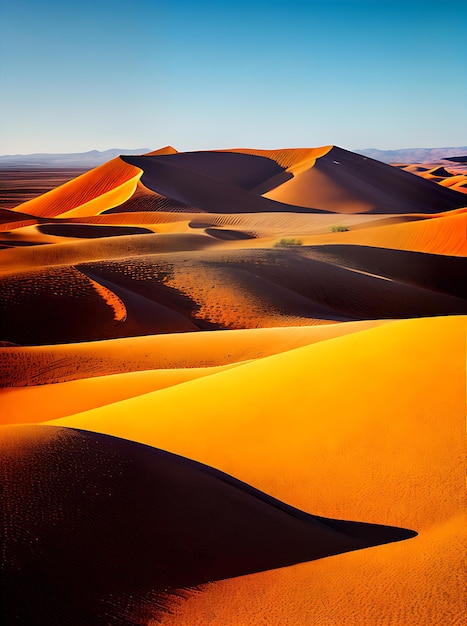 Deserto dorato di autunno 3D con le ombre