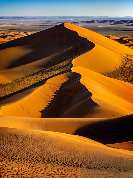 Deserto dorato di autunno 3D con le ombre