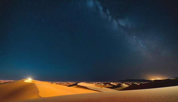 Deserto panoramico sotto il cielo stellato Un'arte vettoriale notturna