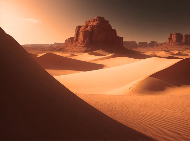 deserto Sconosciuto e concetto di avvio tramonto