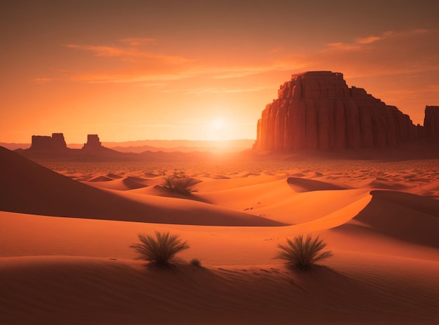 deserto Sconosciuto e concetto di avvio tramonto