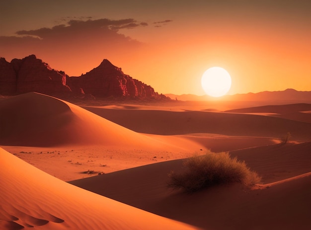 deserto Sconosciuto e concetto di avvio tramonto