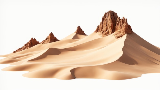 Deserto su uno sfondo bianco isolato