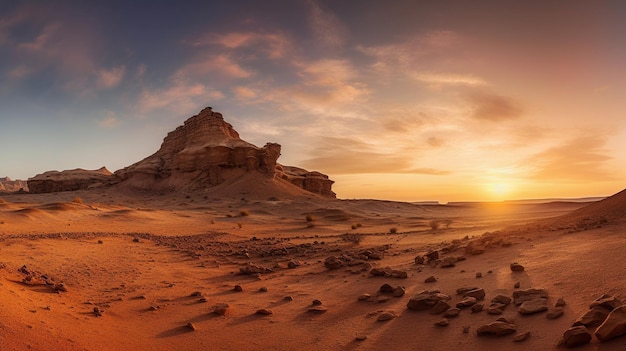 Deserto sullo sfondo di un bel tramonto