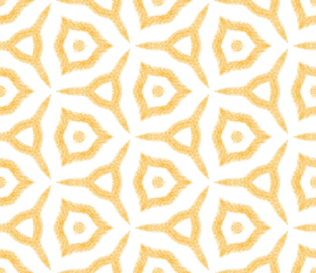 Design a strisce chevron. Fondo giallo simmetrico del caleidoscopio. Motivo a righe geometriche chevron. Bella stampa tessile pronta, tessuto per costumi da bagno, carta da parati, involucro.