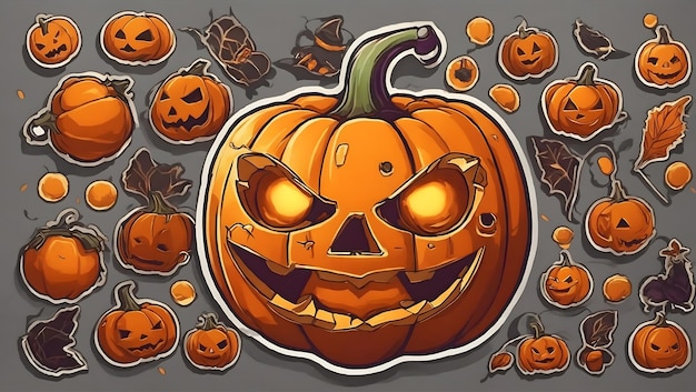 Design adesivo zucca di Halloween semplice illustrativo