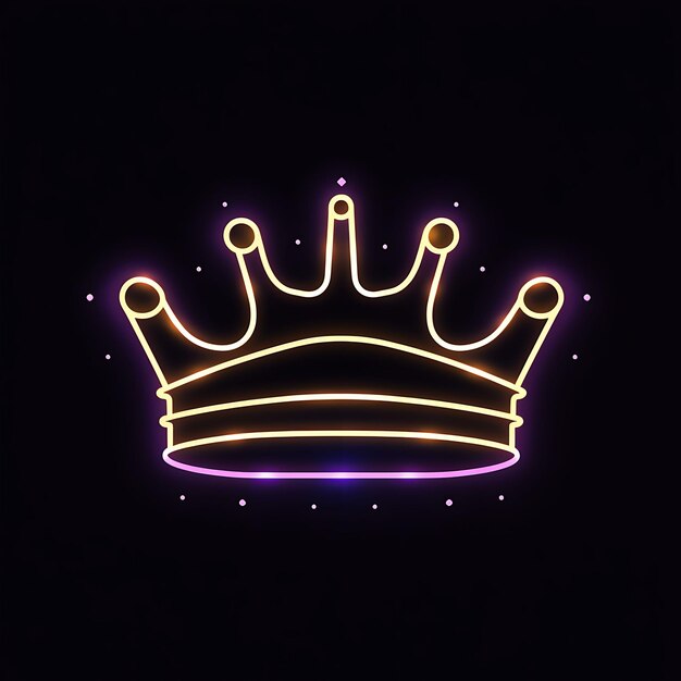 Design al neon del logo della corona con gioielli e corona d'alloro Royal Purple e Sp Clipart Idea Tattoo