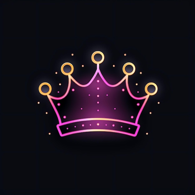 Design al neon del logo della corona con gioielli e stelle Royal Purple e scintillante Clipart Idea Tattoo