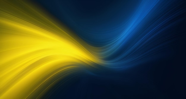Design astratto vibrante con curve gialle e blu dinamiche