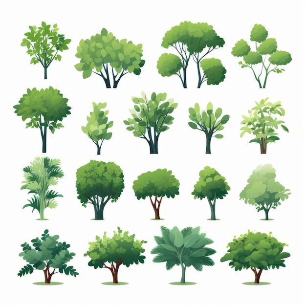 Design caratteristico Illustrazioni vivaci di alberi paesaggistici dettagliati