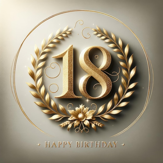 Design con ghirlanda dorata regale per il 18° compleanno