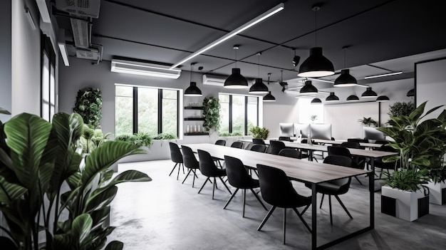 Design d'interni per uffici ispiratore Ufficio aziendale in stile minimalista con architettura Semplicità Generative AI AIG 31
