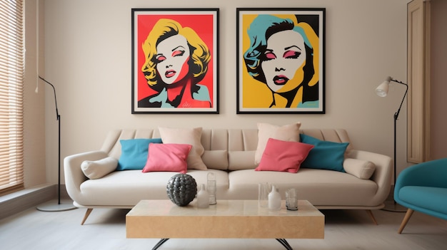 Design degli interni in stile pop art del soggiorno moderno