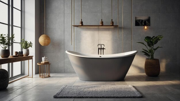 Design del bagno Un tappeto morbido nel bagno AI generativa