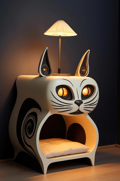 Design del comodino realizzato nello stile di un gatto