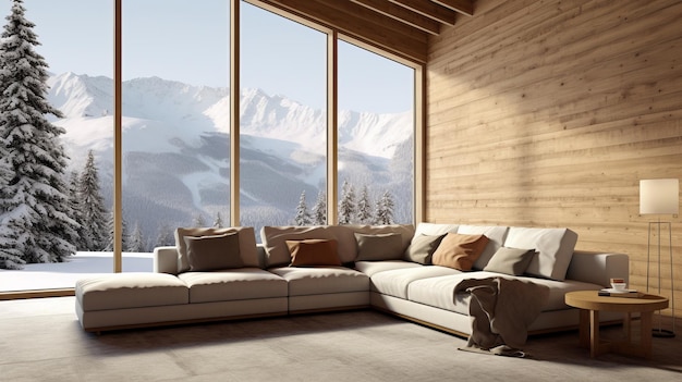 Design del divano del soggiorno con arredamento concetto di idea di layout interno moderno