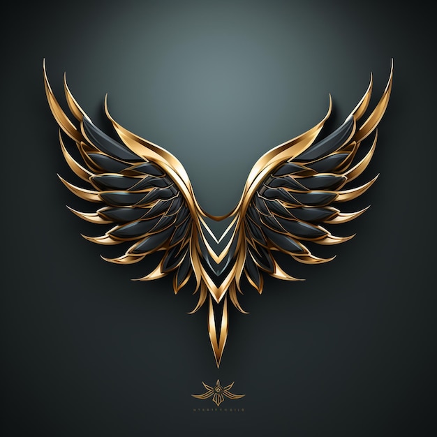 design del logo con ali in oro nero