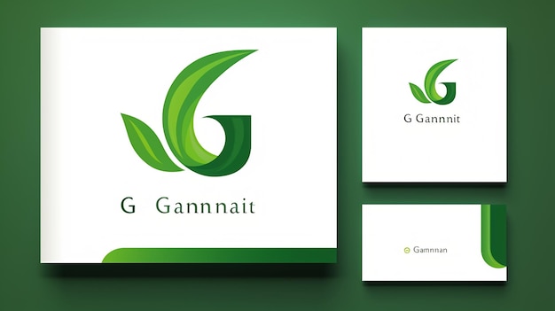 Design del logo della foglia verde e della lettera G