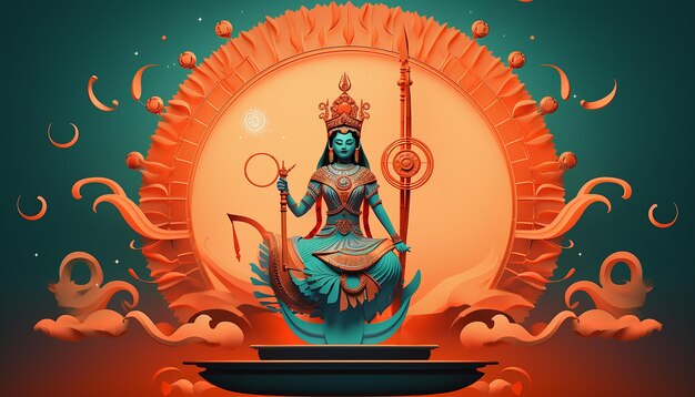 Design del poster 3D minimo di Dussehra Vijayadashami