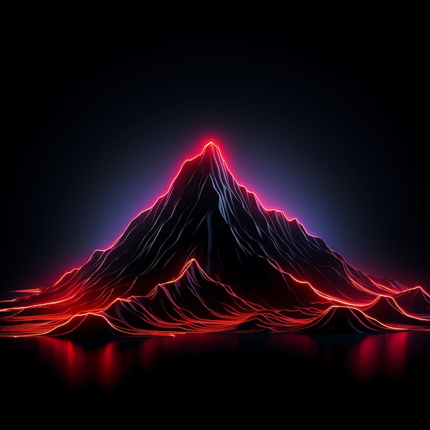 Design del vulcano Lava Red Erupting Neon Lines Lava Zigzag Neon Line S Clipart Tshirt Design Glow