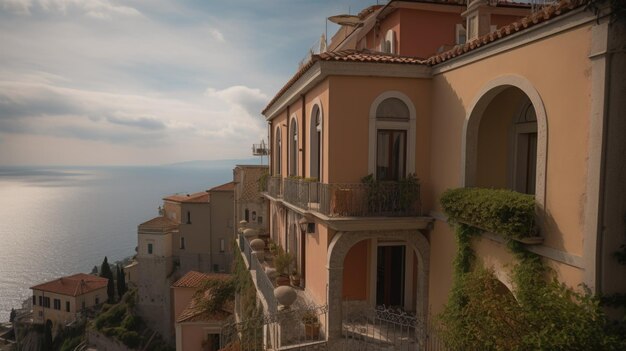 Design dell'architettura domestica in stile mediterraneo con balcone in ferro battuto