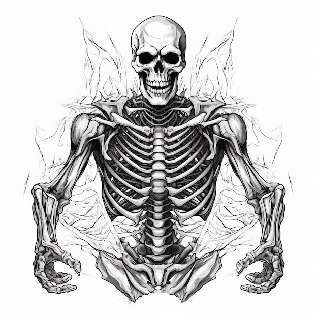 Design della maglietta Flaming Skeleton Deathcore