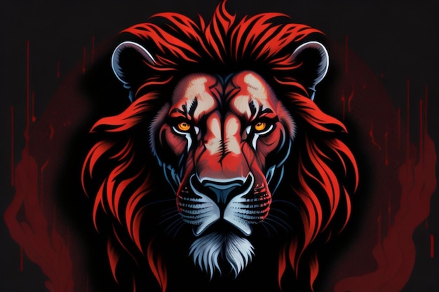 design della testa di leone colorato t-shirt con gatto grande design generativo ai