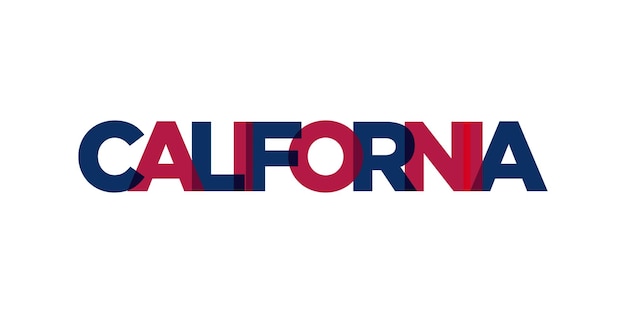 Design dello slogan tipografico della California USA Logo America con scritte grafiche della città per la stampa e il web