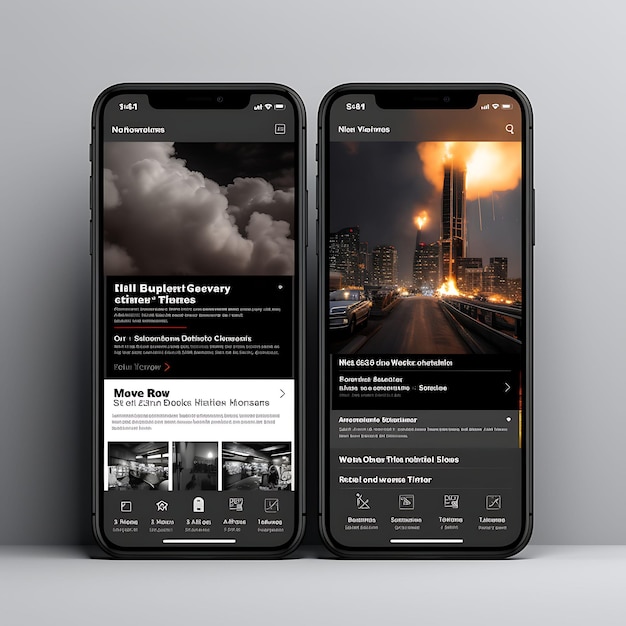 Design di app per dispositivi mobili di notizie Design di app per ultime notizie Tema pulito e minimalista con layout creativo
