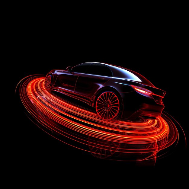 Design di auto in accelerazione linee rosse striate al neon pneumatici decorazioni Pointe Clipart Tshirt Design Glow