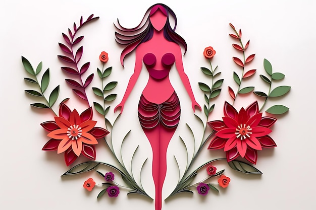 Design di biglietti di auguri decorativi con fiori per la Giornata Internazionale della Donna