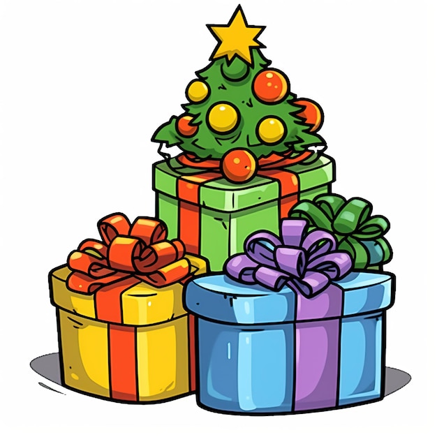 Design di buon Natale e felice anno nuovo Scatole per regali realistiche in pila Ai generate